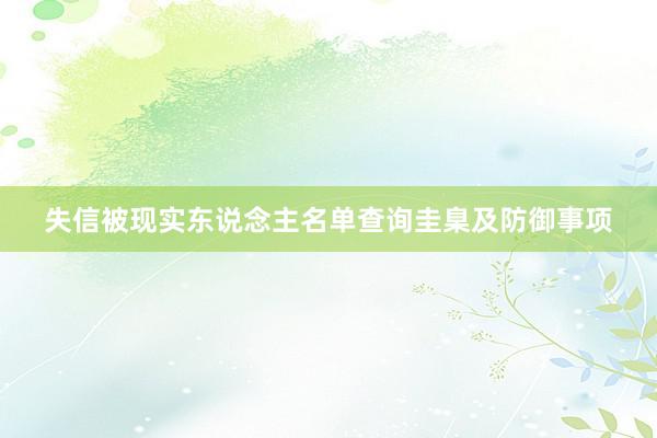 失信被现实东说念主名单查询圭臬及防御事项