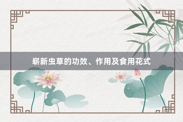 崭新虫草的功效、作用及食用花式